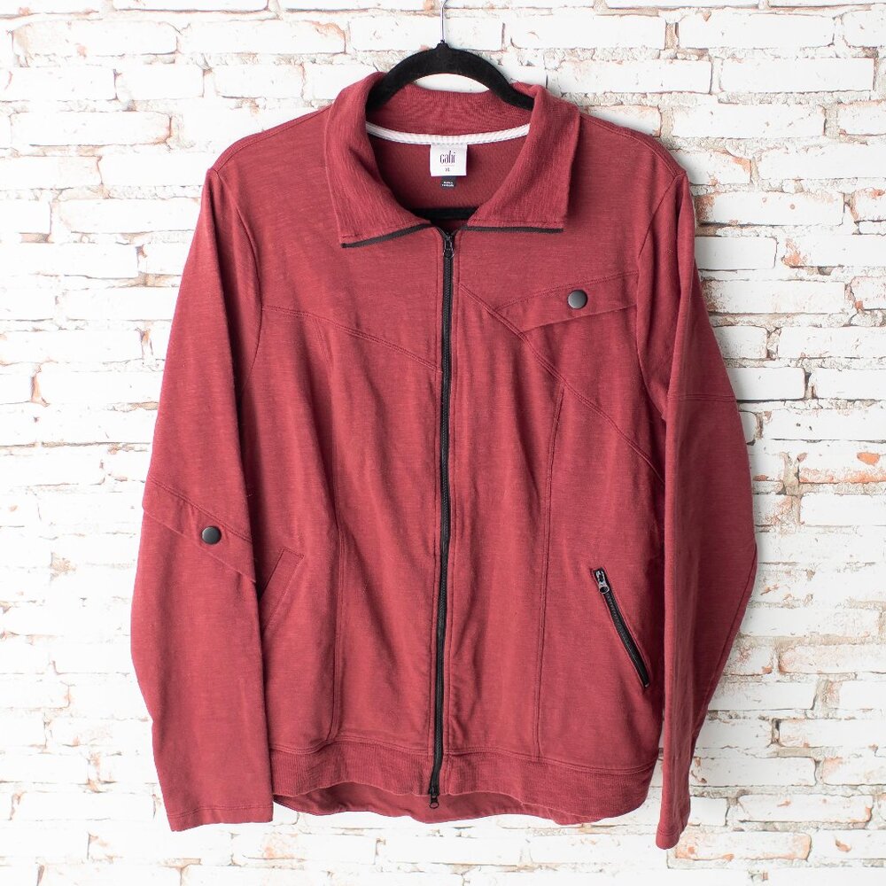 Cabi Activewear Training Jacket Women's XL Burgundy Long Sleeve Full Zip